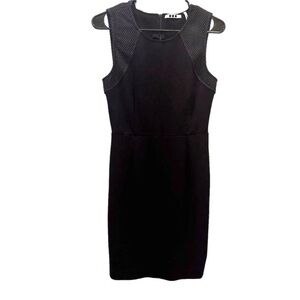 Three Dots Nordstrom little black fitted sheath dress mesh details M like new